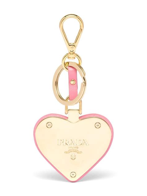 prada mink heart fur keyring pink and red|Prada heart.